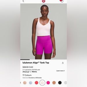 Lululemon align tank size 8